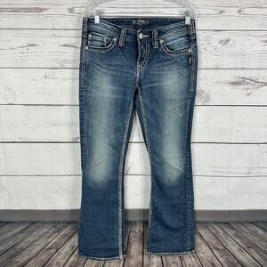 Silver‎ Jeans Womens 29 Blue Aiko Bootcut Thick Stitch Western Rodeo Cowgirl